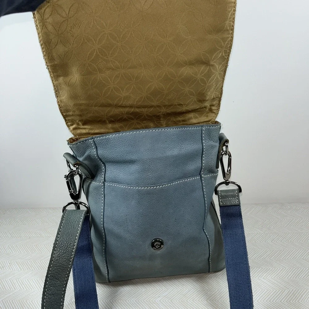 Fossil Leather Front‎ Pocket Back Wallet Crossbody Bag Soft Satchel Roomy Preppy